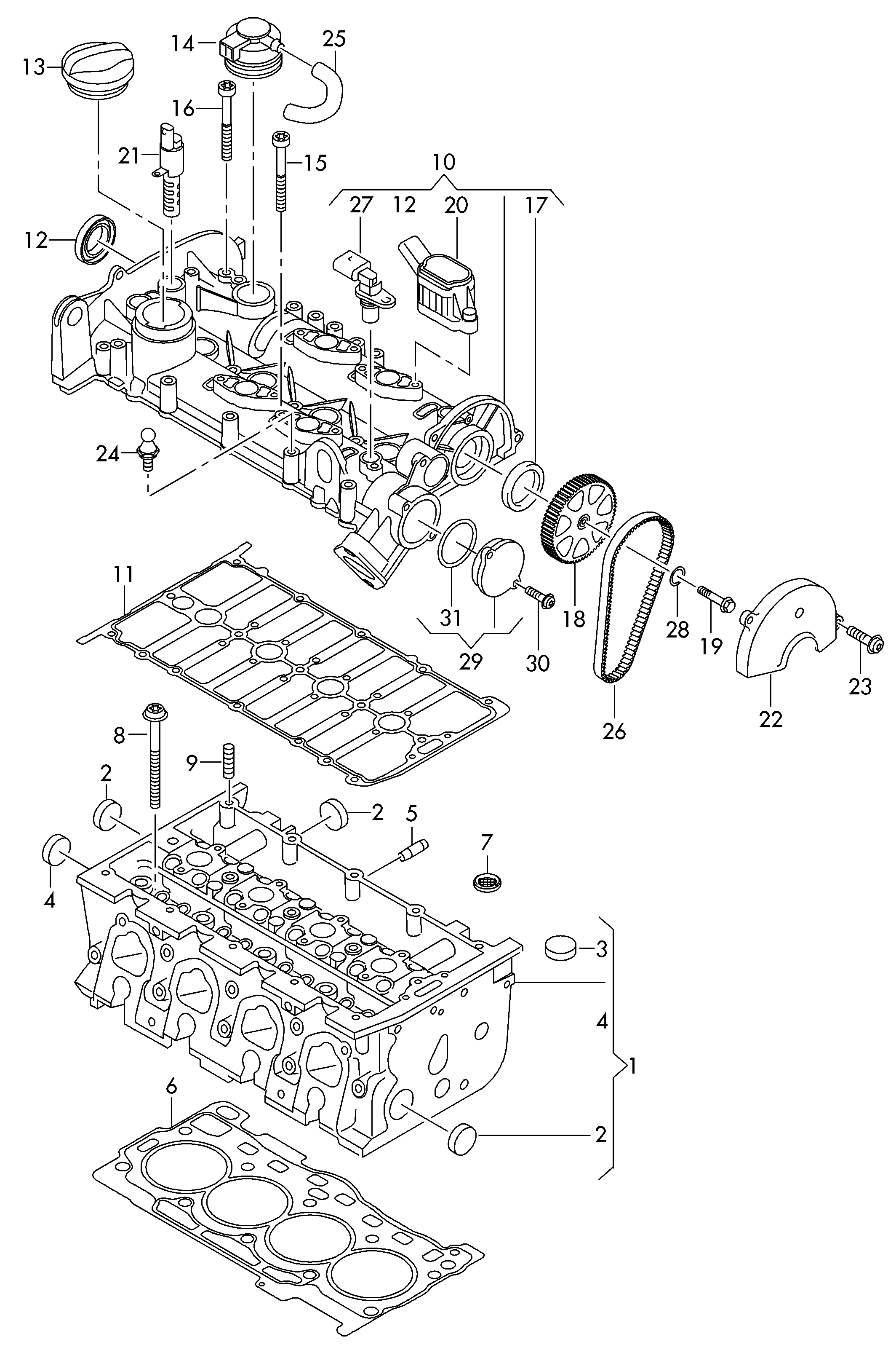 cylinder head; cylinder head cover - Audi A3/S3/Sportb./Lim./qu(A3)  