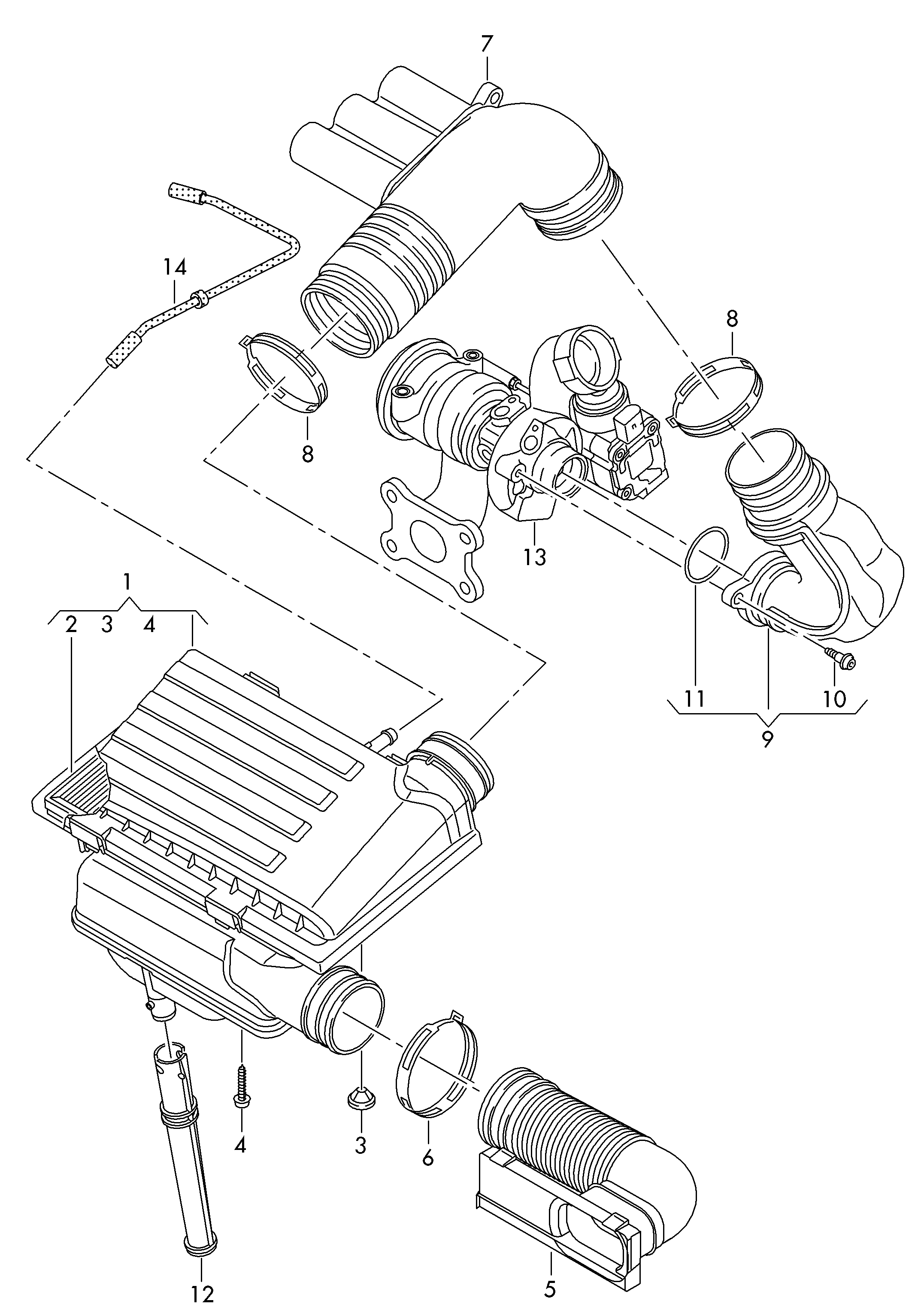 air filter with connecting
parts - Fabia(FAB)  
