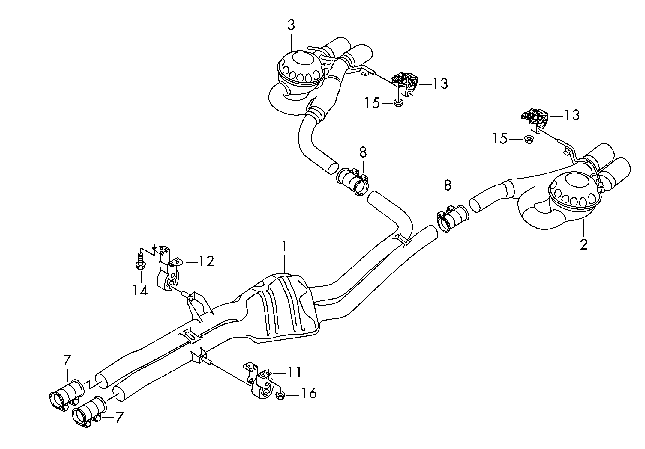 centre silencer; exhaust tail pipe - Audi Q5(AQ5)  