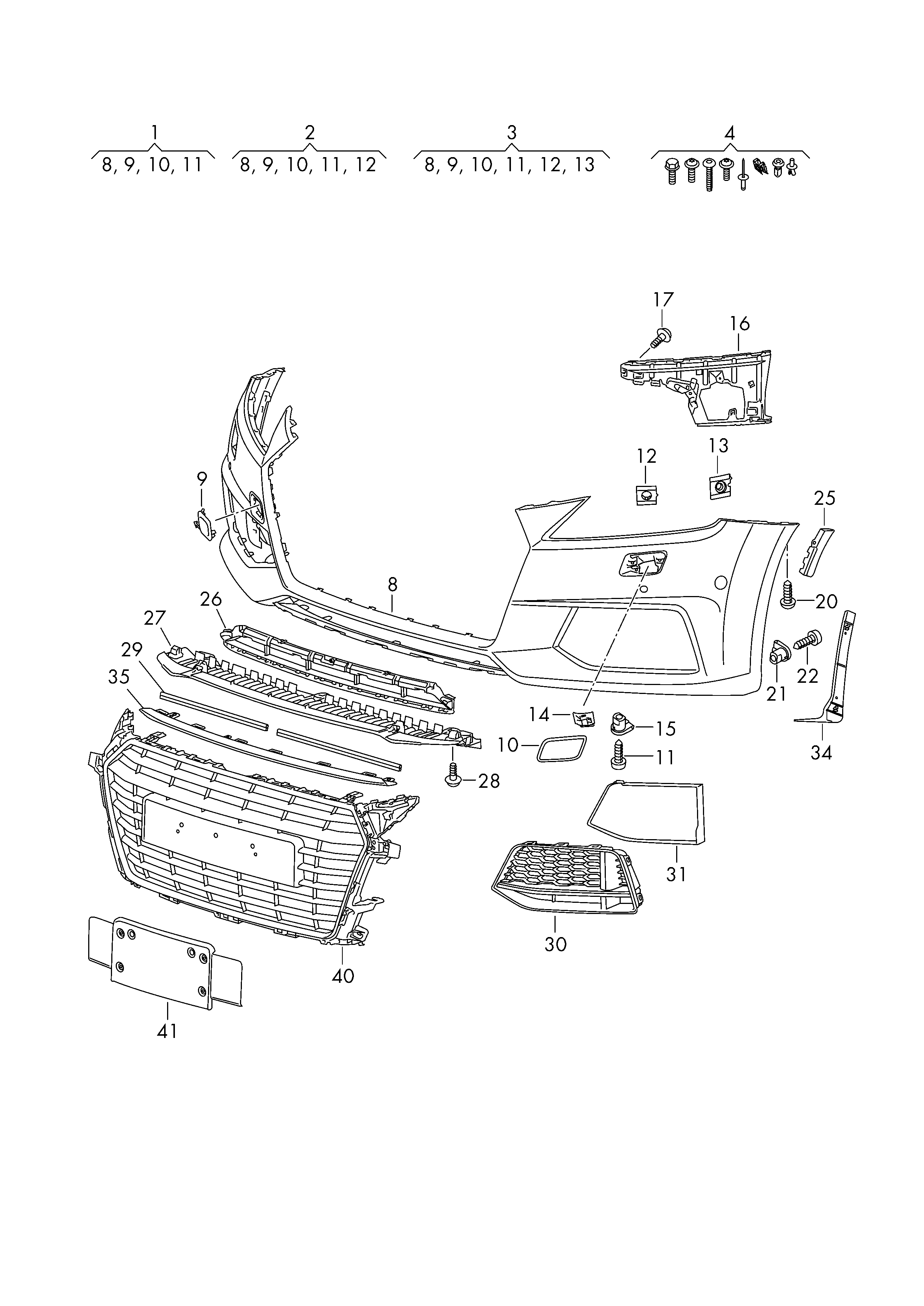 garniture de pare-chocs - Audi TT/TTS Coupe/Roadster(ATT)  