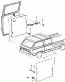 passenger comp. door trim<br/>side panel trim<br/>pull handle
