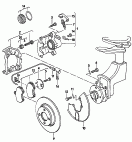 floating caliper brake<br/>brake caliper housing<br/>brake carrier with
pad retaining pin<br/>brake disc<br/>brake pad wear display
