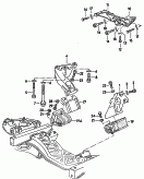 securing parts for engine<br/>for front axle with
coil springs
