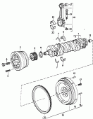 crankshaft<br/>flywheel<br/>v-belt pulley with
vibration damper<br/>toothed belt pulley<br/>bearings