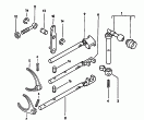 Schaltgabel<br/>Schaltstange<br/>Schalthebel<br/>fuer 4-Gang Schaltgetriebe