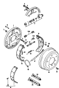 frein a tambour<br/>plateau de frein<br/>cylindre recepteur<br/>segment frein avec garniture<br/>cable de frein<br/>pour pneus montes en jumele