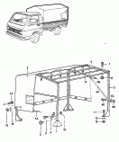 frame with canopy and
attachment parts<br/>for models with wheelbase: