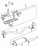 rear silencer<br/>intermediate pipe<br/>catalytic converter<br/>F             >> 53-E-022 074