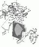 a/c condenser<br/>a/c compressor<br/>fluid container with
connecting parts<br/>for air conditioner