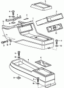 centre console<br/>tray for tunnel<br/>F             >> 81A 0141 838<br><br/>F 81A 0141 839>> 81A 0173 588<br><br/>see parts bulletin: