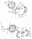 calliper carrier<br/>brake shoe with lining<br/>for automatic gearbox<br/>(eccentric adjustment)<br/>F             >> 823 2182 316
