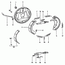 plateau de frein<br/>segment frein avec garniture<br/>cable de frein<br/>tambour de frein<br/>autoreglable