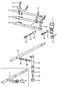 Schaltwelle<br/>Schaltstange<br/>Schaltgabel<br/>fuer 4-Gang Schaltgetriebe