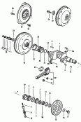 crankshaft<br/>v-belt pulley<br/>flywheel<br/>conrod<br/>bearings
