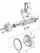 crankshaft<br/>flywheel<br/>v-belt pulley with
vibration damper<br/>toothed belt pulley