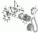 a/c compressor<br/>connecting and mounting parts
for compressor<br/>F 24-G-004 484>><br/>see workshop manual
