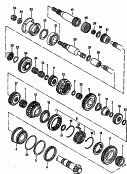 gears and shafts<br/>output shaft<br/>for manual gearbox