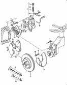 floating caliper brake<br/>brake caliper housing<br/>brake carrier with
pad retaining pin<br/>brake disc (vented)<br/>brake pad wear display<br/>F 44-G-073 363>><br>