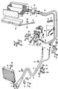 evaporator<br/>a/c condenser<br/>see workshop manual
