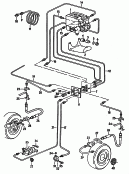 Bremsdruckregler<br/>Bremsrohr<br/>Bremsschlauch<br/>Rotor fuer Drehzahlfuehler<br/>fuer Fahrzeuge mit Anti-
blockiersystem           -ABS-
