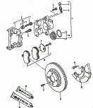 floating caliper brake<br/>brake caliper housing<br/>brake disc (vented)<br/>for models with anti-lock
brake system             -abs-