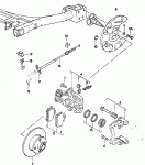 floating caliper brake<br/>brake caliper housing<br/>calliper carrier<br/>brake disc<br/>brake cable<br/>for models with anti-lock
brake system             -abs-