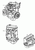 short engine without distribu-
tor, intake manifold, exhaust
manifold and alternator
