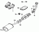 exhaust system<br/>for vehicles with regulated
catalyst<br/>08.89 - 12.92<br/>further genuine parts for
     this assembly group/model
             see illustration: