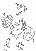 frein a tambour<br/>pour pneumatiques simples<br/>plateau de frein<br/>cylindre recepteur<br/>segment frein avec garniture<br/>cable de frein<br/>F 29-M-009 907>>