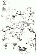 heater element<br/>seat and backrest<br/>switch for lumbar support
adjustment<br/>relay<br/>for models with electric
height adjustable seats