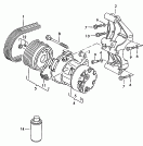 compresor aire acondicionado<br/>piezas conexion y
fijacion p. compresor<br/>p. agente frigorifico:<br/>F             >> 1H-NW990 000