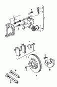 floating caliper brake<br/>brake caliper housing<br/>brake carrier with
pad retaining pin<br/>brake disc<br/>for vehicles without anti-
lock braking system<br/>F             >> 1E-T-030 000