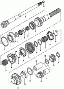 hollow output shaft<br/>gears and shafts<br/>6-speed manual transmission