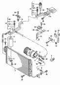 a/c condenser<br/>fluid container with
connecting parts