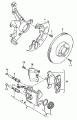 floating caliper brake<br/>brake caliper housing<br/>brake disc (vented)