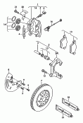 floating caliper brake<br/>brake caliper housing<br/>brake carrier with
pad retaining pin<br/>brake disc (vented)
