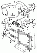 a/c condenser<br/>fluid container with
connecting parts