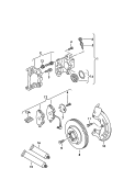 floating caliper brake<br/>brake caliper housing<br/>brake carrier with
pad retaining pin<br/>brake disc (vented)