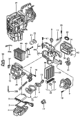 caja del evaporador<br/>carcasa distribucion de aire<br/>evaporador<br/>ventilador<br/>p. vehic. con acondicionador
aire regulado manualmente