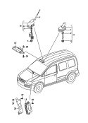 antenna sul tetto<br/>per veicoli con
risc. suppl. liq. di raffr. e
radiocomando<br/>F             >> 2K-7-150 000<br>
