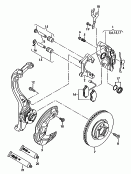 floating caliper brake<br/>brake caliper housing<br/>brake carrier with
pad retaining pin<br/>brake disc (vented)