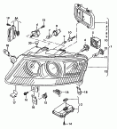 Scheinwerfer fuer Gasentla-
dungslampe<br/>fuer Fahrzeuge mit automati-
sch, dynamischer Leuchtweiten-
und Kurvenlichtregelung<br/>bei Bedarf mitverwenden: