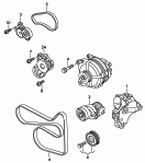connecting and mounting parts
for alternator<br/>poly-v-belt