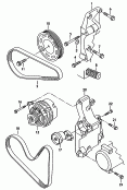 connecting and mounting parts
for alternator<br/>poly-v-belt<br/>for vehicles with manually
regulated heater