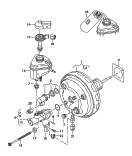 brake servo<br/>tandem brake master cylinder<br/>reservoir for
brake fluid<br/>for vehicle with cruise contr-
ol system and automatic cruise
control