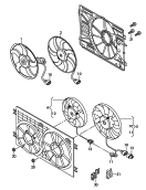 radiator fan<br/>before parts order,
physical inspection of
old part necessary