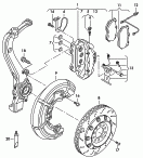 fixed-calliper brake<br/>brake caliper housing<br/>ceramic brake disc
(vented)