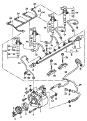 high pressure pump<br/>fuel rail<br/>injector unit