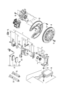 floating caliper brake<br/>brake caliper housing<br/>brake carrier with
pad retaining pin<br/>ceramic brake disc
(vented)