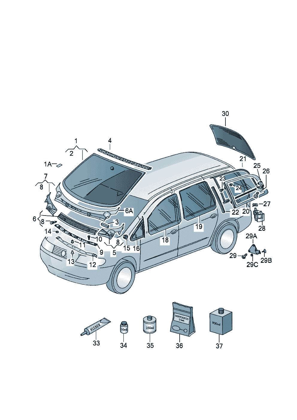 windscreen для Volkswagen Sharan Sharan (2001 - 2002)